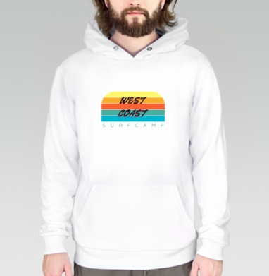 West Coast Surf Camp Летний Пляжный Отдых на Западном, Толстовка белая Regular, утепленная
