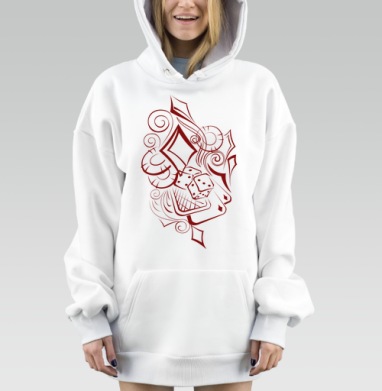 Стильный дизайн с костями и картой в бордовом цвете, Hoodie Mjhigh Dig, оверсайз, утепленная