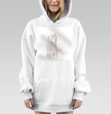 Архитектурный эскиз города карандашом, Hoodie Mjhigh Dig, оверсайз, утепленная
