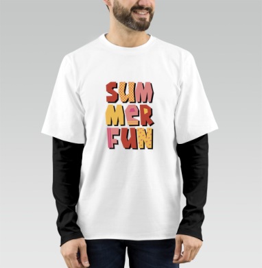 Летние забавы теплые цвета летний текст summer fun, Футболка мужская лонгслив OneOne