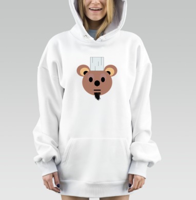 Медведь в поварском колпаке забавный образ для одежды, Hoodie Mjhigh Dig, оверсайз, утепленная