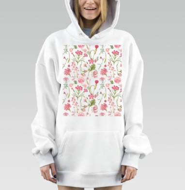 Винтажные розовые цветы весеннее утро нежность красоты, Hoodie Mjhigh Dig, оверсайз, утепленная
