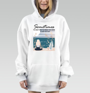 Медитирующая девушка на берегу моря сноуборд сноуборд сноуборд, Hoodie Mjhigh Dig, оверсайз, утепленная