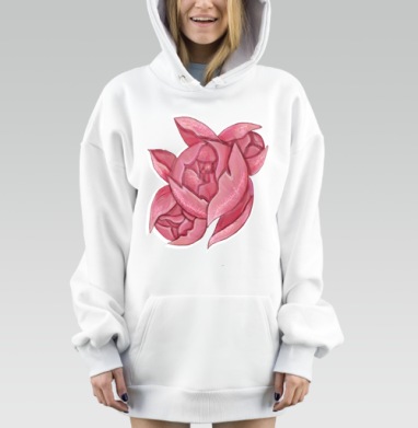 Нежная розовая роза в сиянии нежные розовые, Hoodie Mjhigh Dig, оверсайз, утепленная