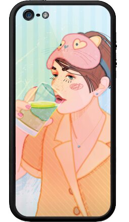 Утренняя иллюстрация с лимонной водой и розовой маской - Бампер на iPhone 5, 5S, страница 5