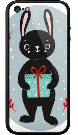 Чёрный кролик с праздничным подарком — зимняя сказка - Бампер на iPhone 5, 5S, страница 5