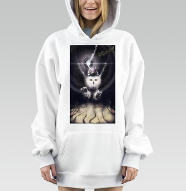 Сова в полёте с магом и змеиным пятном на земле, Hoodie Mjhigh Dig, оверсайз, утепленная