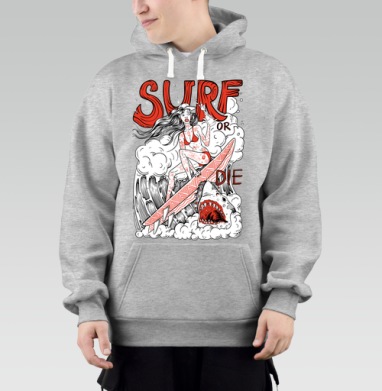 Девушка Серфер На Волне С Акулами Surf Or Die, Толстовка Mjhigh–Mel, утепленная