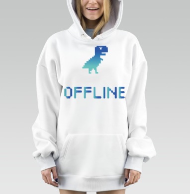 Пиксельный синий динозавр оффлайн Вне связи, Hoodie Mjhigh Dig, оверсайз, утепленная