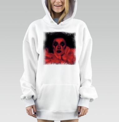 Женщина с красным воротником и Кровавая печаль, Hoodie Mjhigh Dig, оверсайз, утепленная