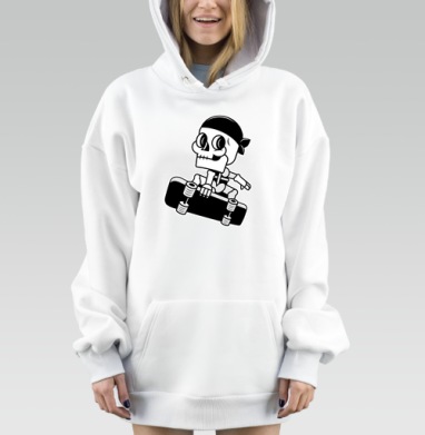 Скелет Прыгает на Скейтборде Энергия Свободы, Hoodie Mjhigh Dig, оверсайз, утепленная