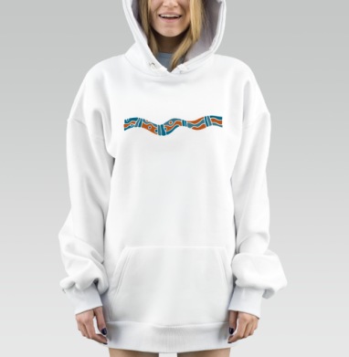 Переплетение лент абстрактное в темных цветах на сером фоне, Hoodie Mjhigh Dig, оверсайз, утепленная