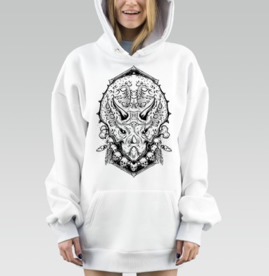 Череп динозавра с рогами и черепами на фоне древний символ мощи, Hoodie Mjhigh Dig, оверсайз, утепленная