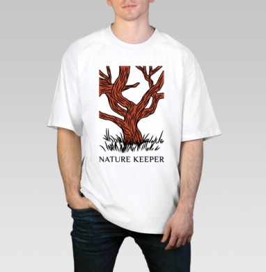 Хранитель природы красное дерево вдохновение Nature Keeper, Футболка / Мужчинам / Оверсайз / Белая / C принтом