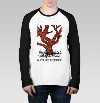 Хранитель природы красное дерево вдохновение Nature Keeper, Футболка длинный рукав / Мужчинам / Реглан / Принт