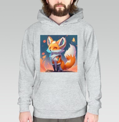 Fire Magic Fox Spirit Kitsune Anime / Магия Огня Дух Лисы Кицунэ Аниме, Толстовка меланж Regular
