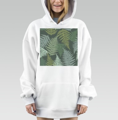 Папоротник зеленые листья на темном фоне для настенных, Hoodie Mjhigh Dig, оверсайз, утепленная
