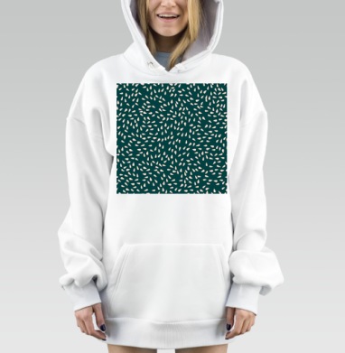 Мягкий узор с каплями на зеленом фоне с каплями на зеленом фоне, Hoodie Mjhigh Dig, оверсайз, утепленная
