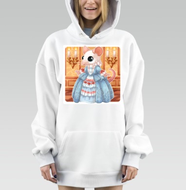 Грациозная мышь в голубом платье мини леди, Hoodie Mjhigh Dig, оверсайз, утепленная