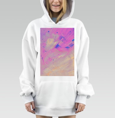 Экспрессивное смешение розового синего и желтого в абстрактной живописи, Hoodie Mjhigh Dig, оверсайз, утепленная