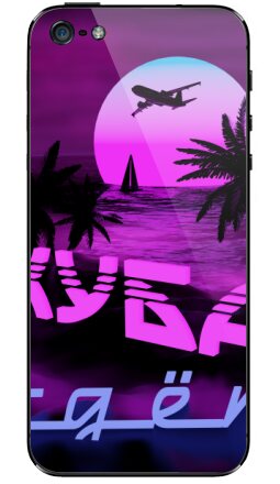Ретро Вейв Постер «КУБА ждёт» в стиле Vaporwave - Виниловые наклейки на iPhone 5 - купить в Москве