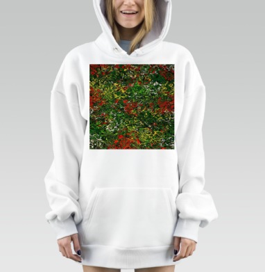 Абстрактный зеленый красный желтый узор летнего изобилия, Hoodie Mjhigh Dig, оверсайз, утепленная