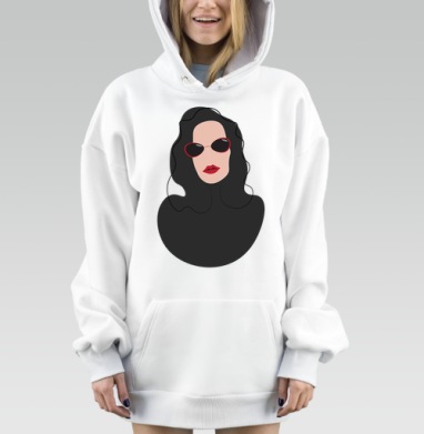 Женщина в красных очках и чёрном одеянии отражает харизму и стиль, Hoodie Mjhigh Dig, оверсайз, утепленная