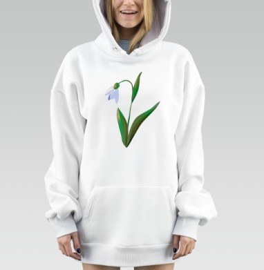 Нежный подснежник векторный рисунок, Hoodie Mjhigh Dig, оверсайз, утепленная