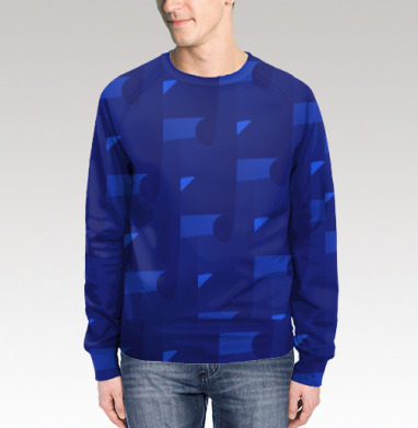 Ритмичный узор с глубокими сине-ламповыми музыкальными нотами, Свитшот мужской 3D