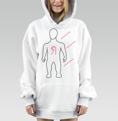 Красная буква Я на силуэте из коллекции Мы, Hoodie Mjhigh Dig, оверсайз, утепленная