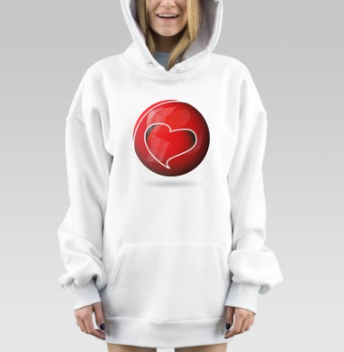 Красное сердце внутри сферы символ страсти эмоций внутри, Hoodie Mjhigh Dig, оверсайз, утепленная