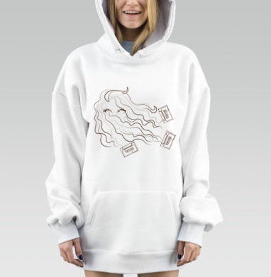 Ключи в волнистых волосах тайны скрытые внутри, Hoodie Mjhigh Dig, оверсайз, утепленная
