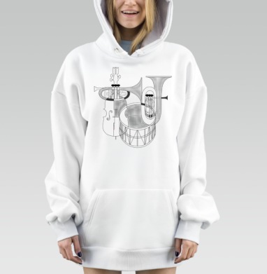 С музыкой, Hoodie Mjhigh Dig, оверсайз, утепленная