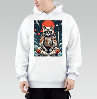 Японский кот космонавт, Толстовка Mjhigh, утепленная