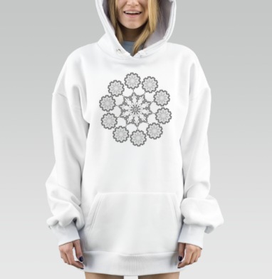 Симметричные узоры мандала настроение спокойствие медитация, Hoodie Mjhigh Dig, оверсайз, утепленная