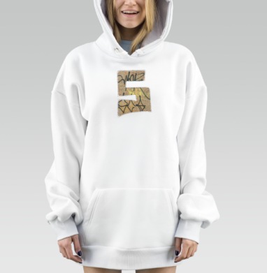 Буква в уличном граффити на бетоне стене, Hoodie Mjhigh Dig, оверсайз, утепленная