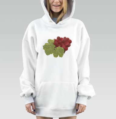 Сочные красные ягоды винограда на зелёном листе свежести изобилия, Hoodie Mjhigh Dig, оверсайз, утепленная