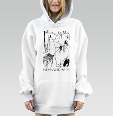 Игра в прятки черно белые линии простой стиль, Hoodie Mjhigh Dig, оверсайз, утепленная