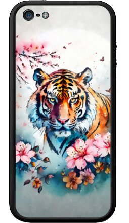 Тигр в цветочной гармонии – акварельная магия - Бампер на iPhone 5, 5S, страница 2