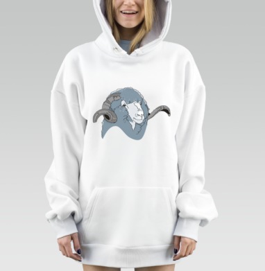 Спокойный баран с рогами спокойствия и силы, Hoodie Mjhigh Dig, оверсайз, утепленная