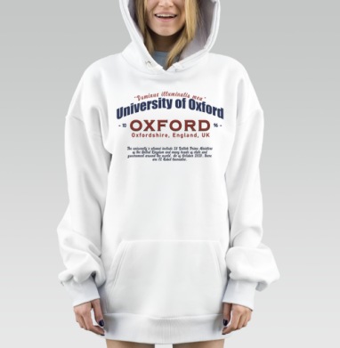 University of Oxford академический престиж и интеллектуальный вес, Hoodie Mjhigh Dig, оверсайз, утепленная