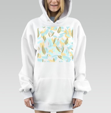 Нежные листья и цветы в спокойной гармонии, Hoodie Mjhigh Dig, оверсайз, утепленная