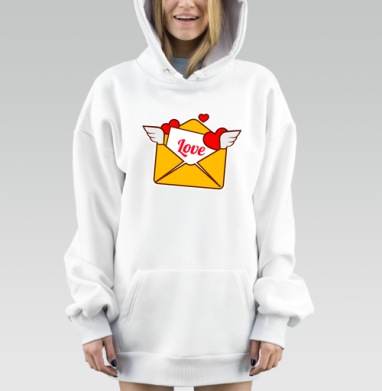 Желтый конверт с крыльями и сердцами для Любовных посланий, Hoodie Mjhigh Dig, оверсайз, утепленная
