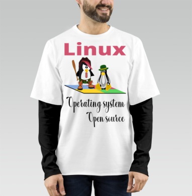 Два Пингвина Linux Операционная Система Свободный Исходный Код - Магазин футболок Wladimir. Дизайнерские принты.