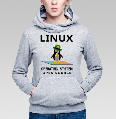 Фотография футболки Пингвин в зеленой шляпе на фоне Linux операционная система open source