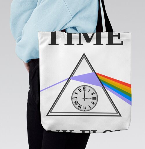 Преобразование света через время с часами Pink Floyd, Сумка с ручкой и внутренним карманом на молнии