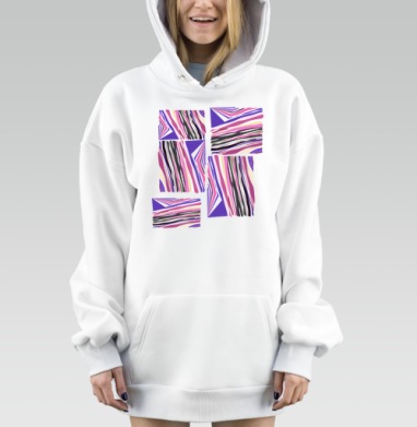 Абстрактные цветные волны сливаются в динамичном ритме полотна, Hoodie Mjhigh Dig, оверсайз, утепленная