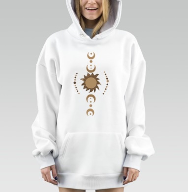 Абстрактные солнце и луна гармония баланса, Hoodie Mjhigh Dig, оверсайз, утепленная