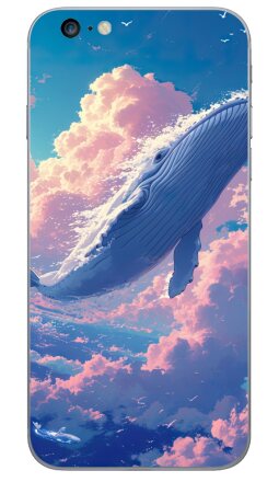 Красочный кит летящий в облаках - Виниловые наклейки на iPhone 6 plus - купить в Москве