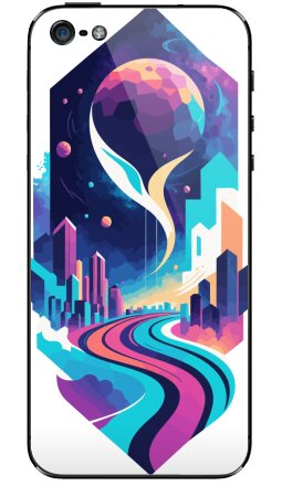 Футуристический синтвейв постер с дорогой в космос - Виниловые наклейки на iPhone 5 - купить в Москве, страница 2